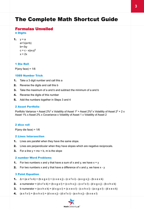 The Complete Math Shortcut Guide Formulas Unveiled – Math Celebrity