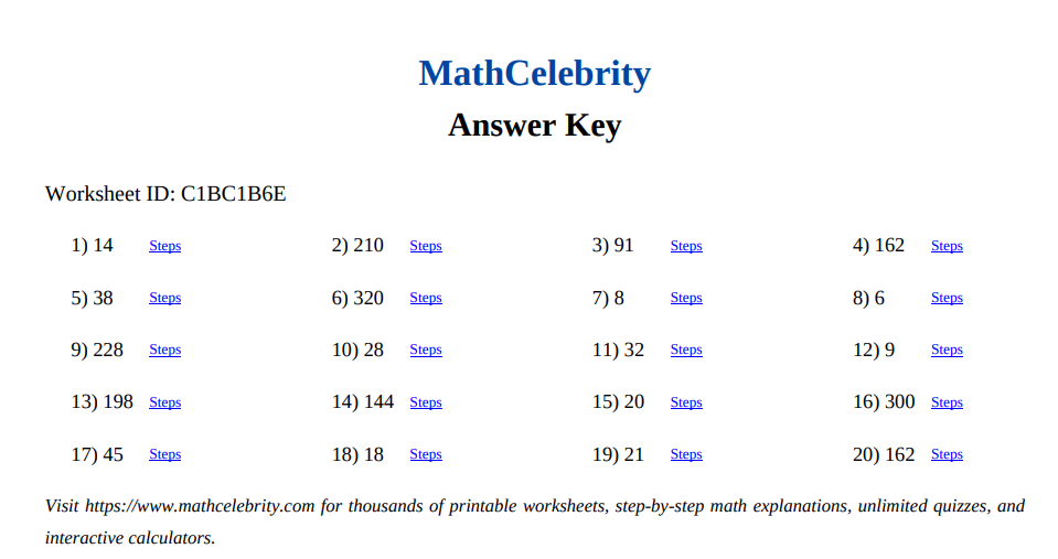 Multiplication to 20 Worksheets