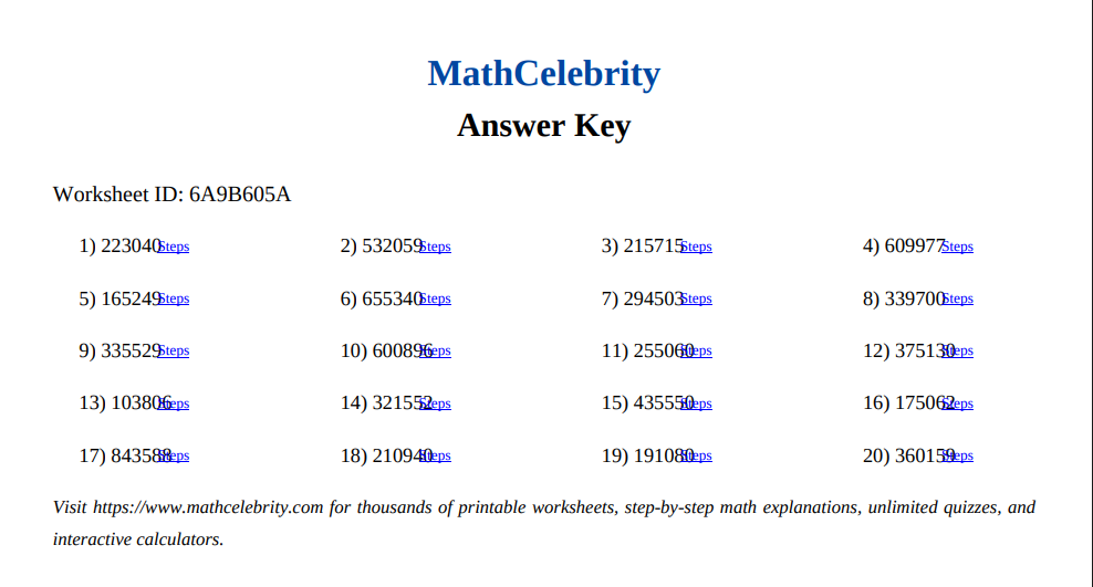 Multiplication of 3 Digit Numbers Worksheets